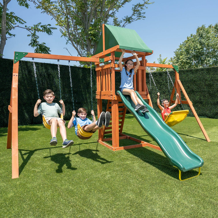 Sportspower outdoor playset 2024 with saucer swing